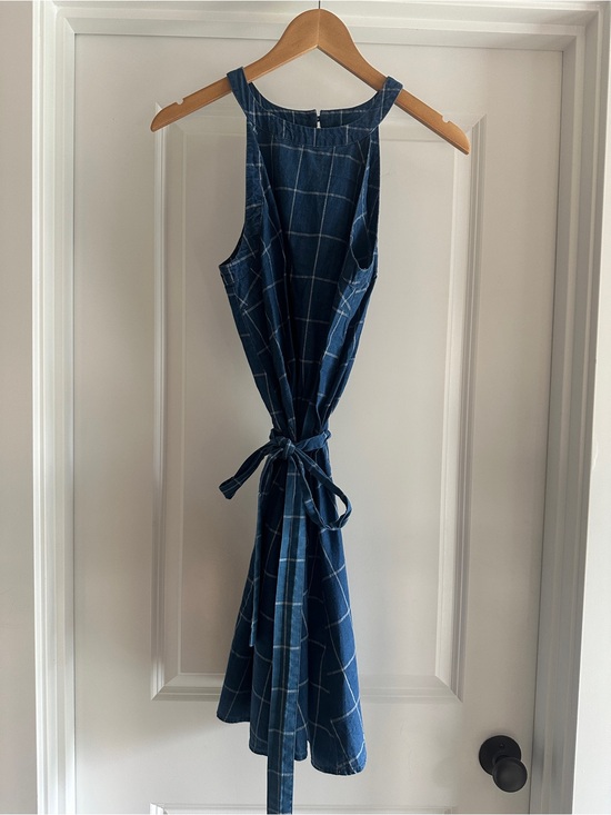 a new day Dresses & Skirts - A New Day Blue Windowpane Tie-Waist Midi Dress medium